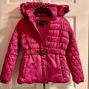 Rothschild pink winter puffer coat